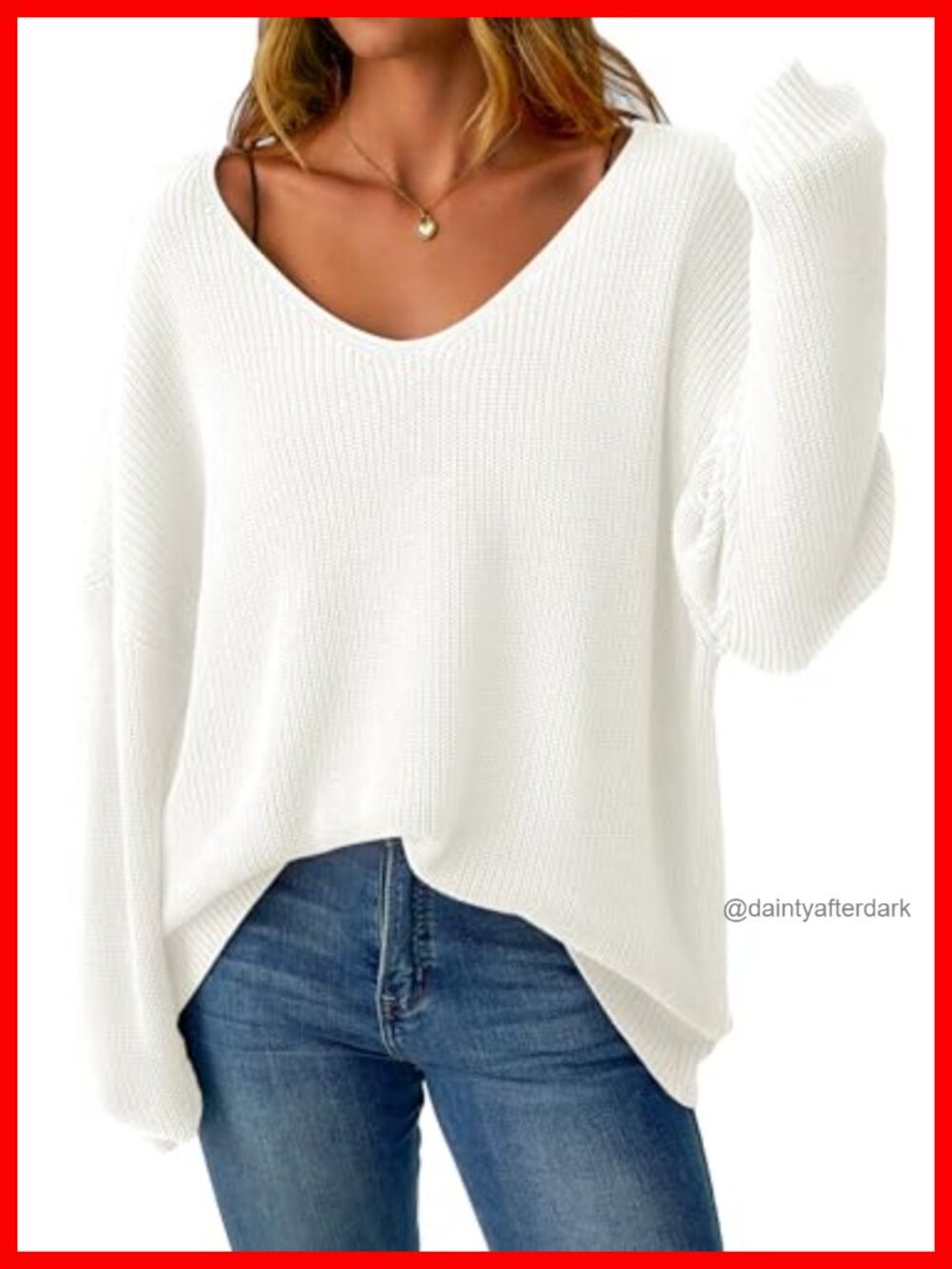 Oversized Off the Shoulder V-Neck Chunky Knit Pullover Sweater